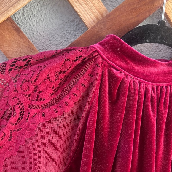 Free People Lace Velvet Boho Top - Picture 4 of 12